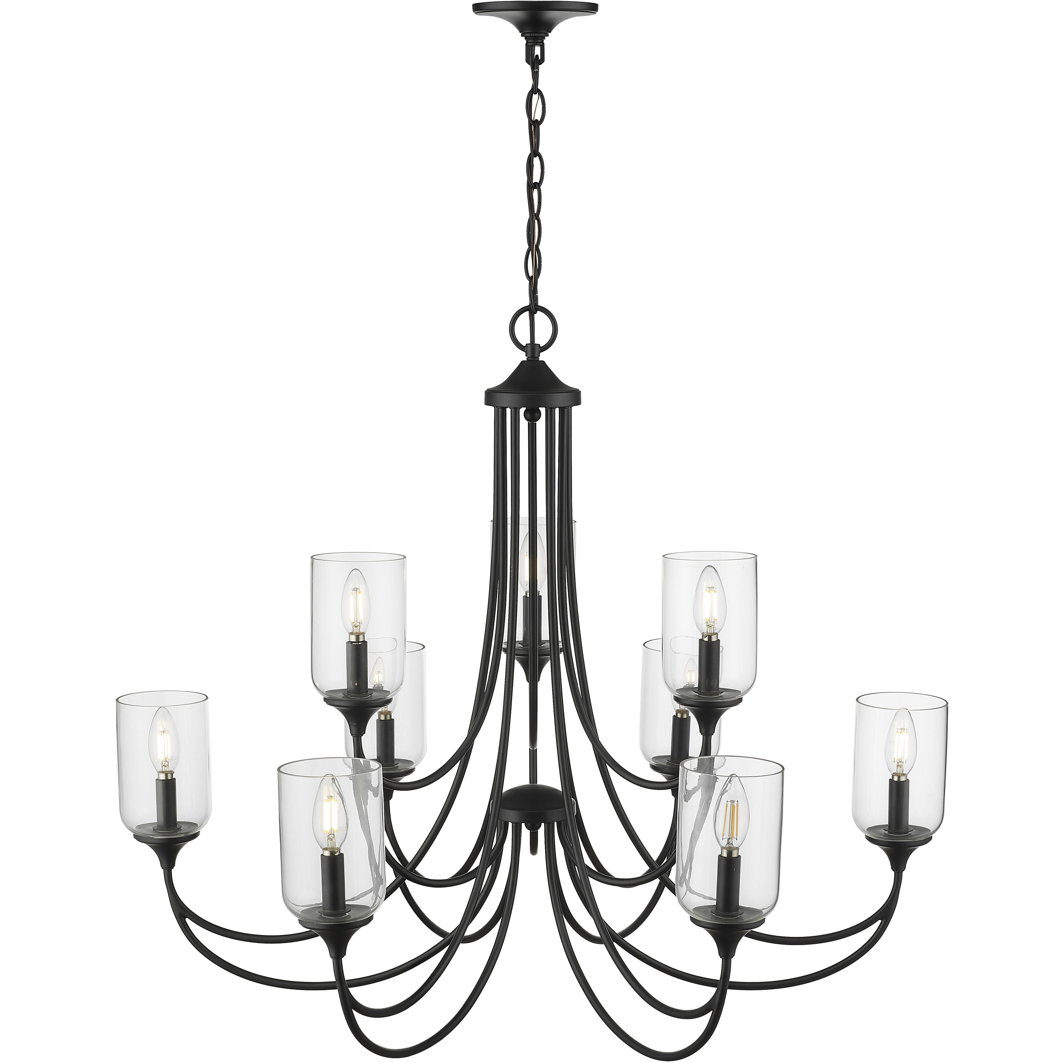 Waddingham 9 Light 35.5 inch Matte Black Chandelier Ceiling Light